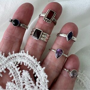 Assorted Sterling Silver Stone Rings, You Pick, Garnet Amethyst Moonstone